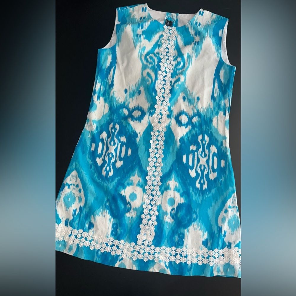 Oscar de la Renta Youth Blue & White Dress Size 12y EUC